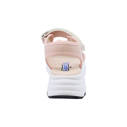 Sandalia Coqueta para niña en sintético beige Salim con tira de contacto.