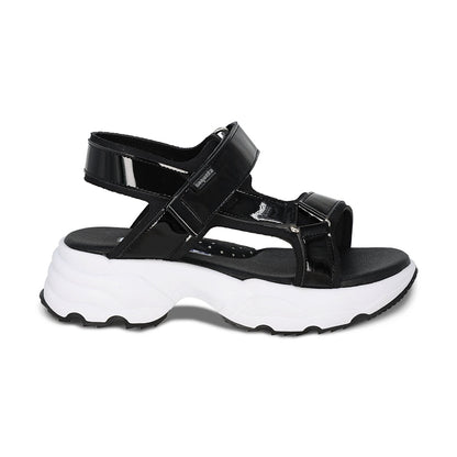 Sandalia Coqueta para niña en charol negro Salim con tira de contacto