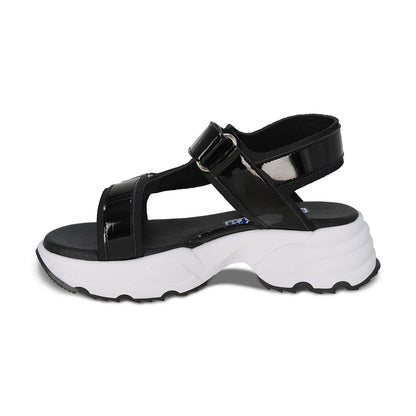 Sandalia Coqueta para niña en charol negro Salim con tira de contacto