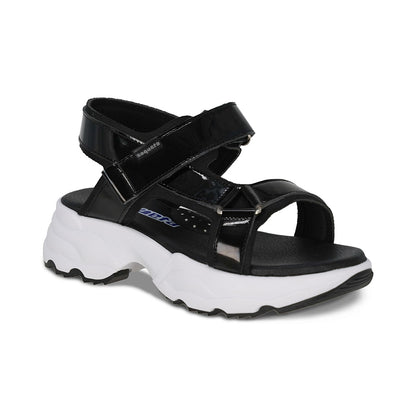 Sandalia Coqueta para niña en charol negro Salim con tira de contacto