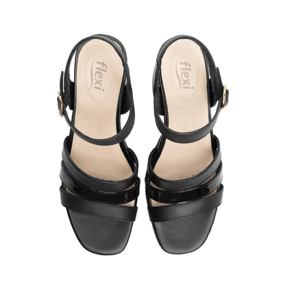 Sandalia Con Tacón Flexi Para Dama 123007 Negro Confort Walk