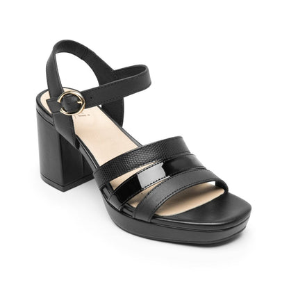 Sandalia Con Tacón Flexi Para Dama 123007 Negro Confort Walk