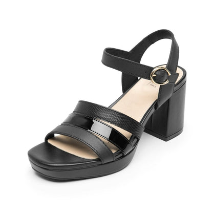 Sandalia Con Tacón Flexi Para Dama 123007 Negro Confort Walk