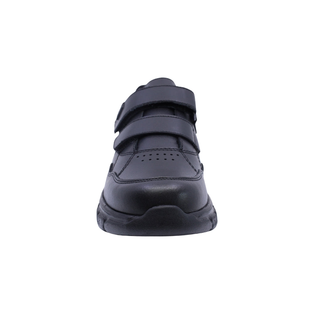 Tenis Audaz para niño en piel negro Balu con doble tira de contacto.