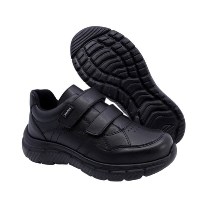 Tenis Audaz para niño en piel negro Balu con doble tira de contacto.