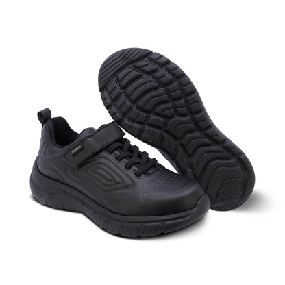 Tenis escolar Audaz para niño en piel negro Balú con tira de contacto