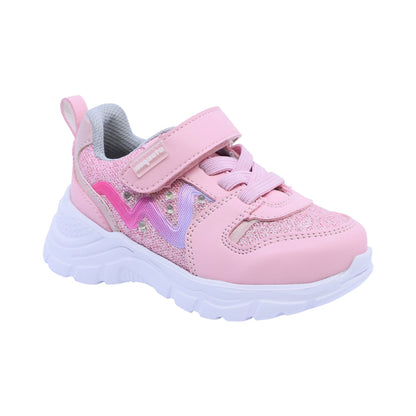 Tenis Coqueta para niña en sintético rosa con suela antiderrapante.