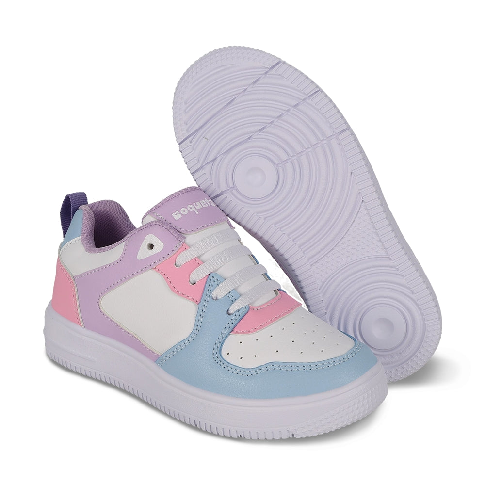 Tenis Coqueta para niña en sintético azul Morelos con  ajuste de agujeta