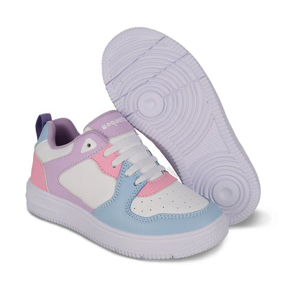 Tenis Coqueta para niña en sintético azul Morelos con  ajuste de agujeta