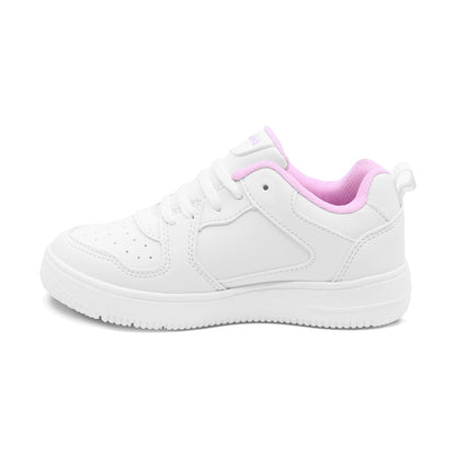 Tenis escolar Coqueta para niña sintético blanco con detalles en rosa
