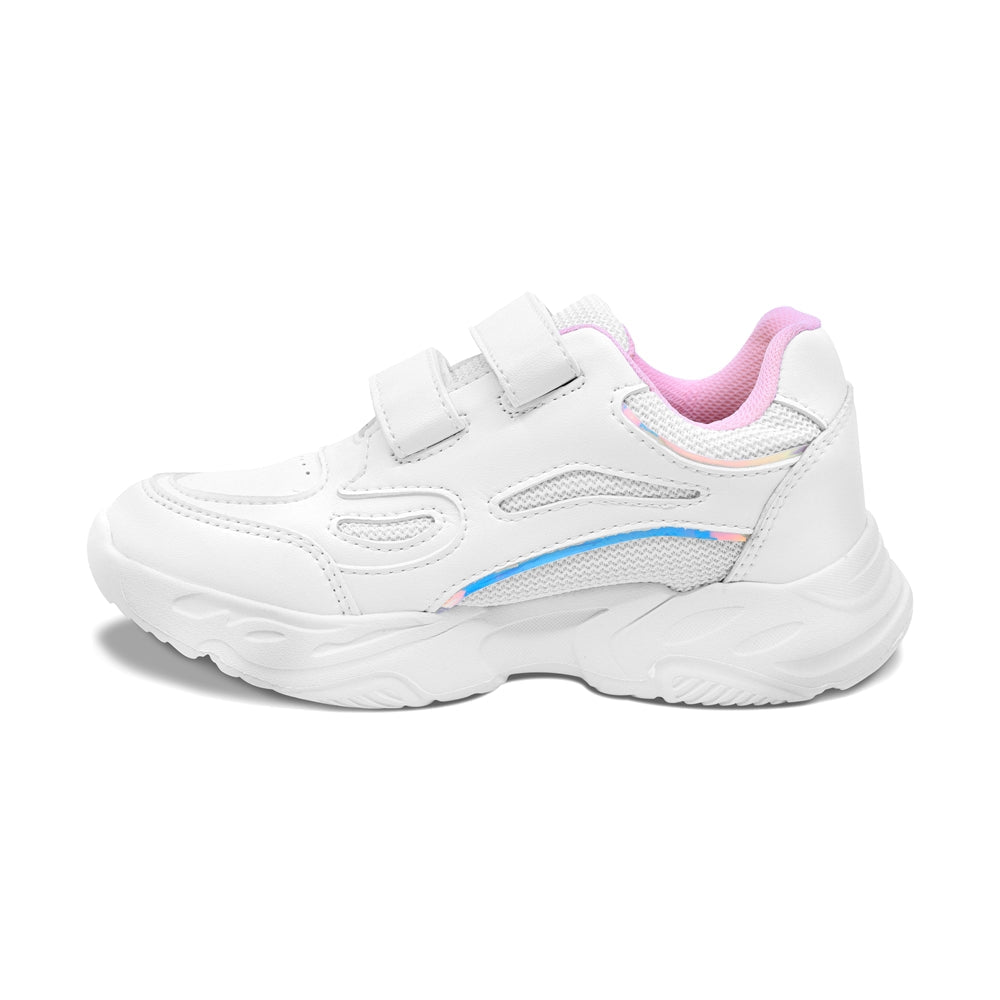 Tenis escolar Coqueta para niña sintético blanco alien con doble tira de contacto