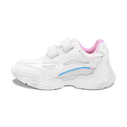 Tenis escolar Coqueta para niña sintético blanco alien con doble tira de contacto