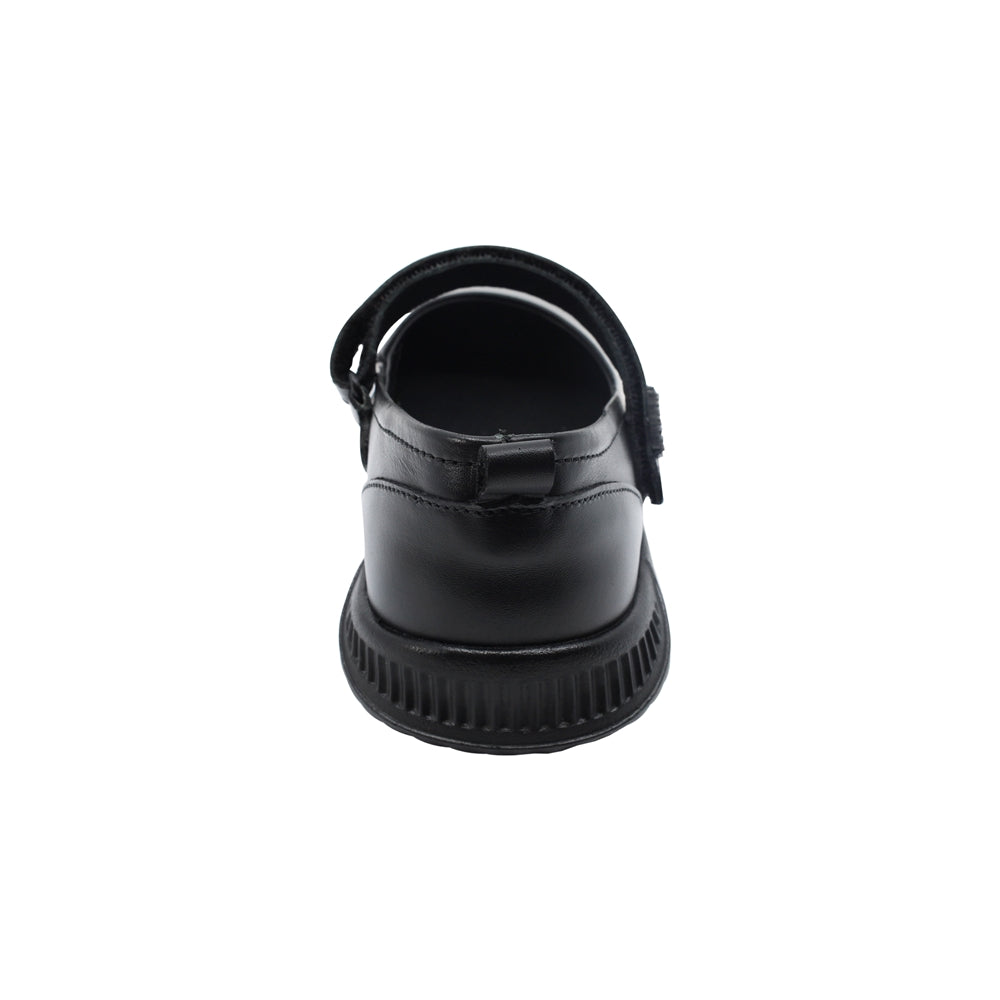 Balerinas para niña en piel negro Saturno con tira de contacto