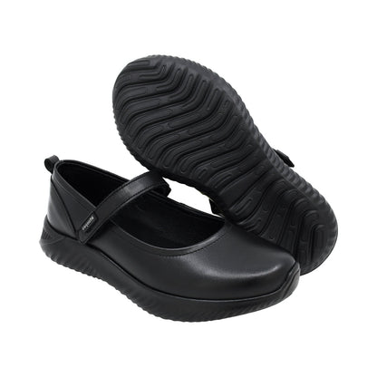 Balerinas para niña en piel negro Saturno con tira de contacto