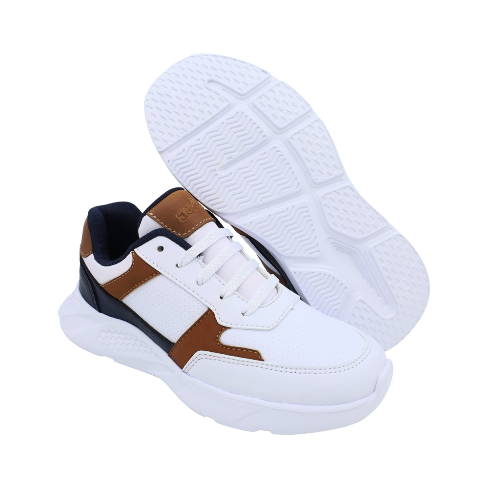 Tenis Audaz para niño en sintético  azul marino fifteen con detalles en contraste