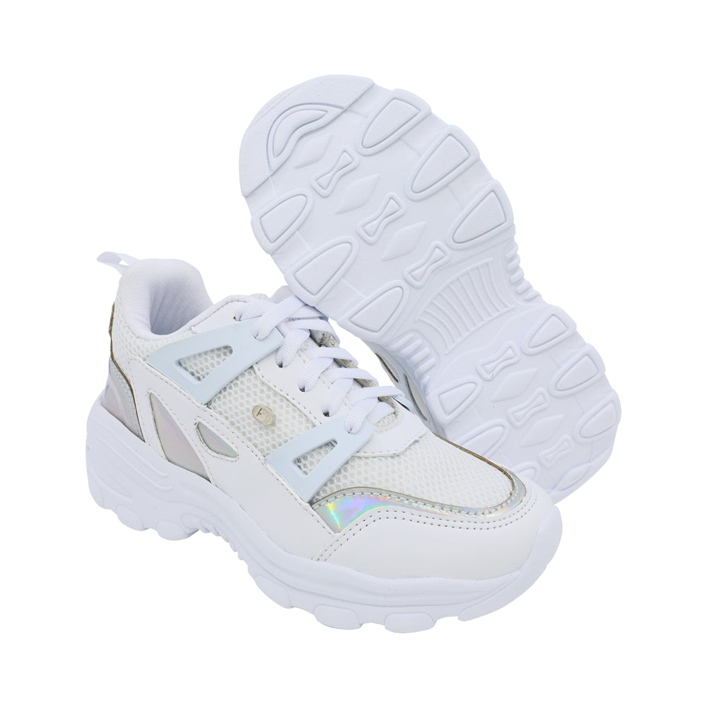 Tenis Coqueta para niña en sintético blanco Sixteen con detalles tornasol