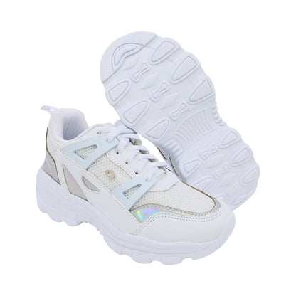 Tenis Coqueta para niña en sintético blanco Sixteen con detalles tornasol