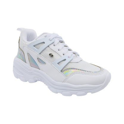 Tenis Coqueta para niña en sintético blanco Sixteen con detalles tornasol