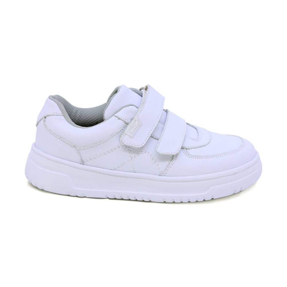 Tenis escolar Audaz para niño en piel blanco Raptor con doble tira de contacto