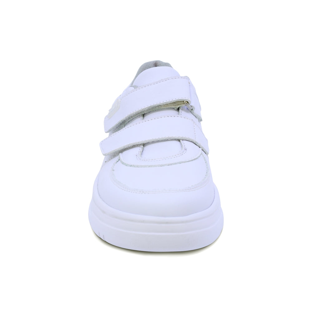 Tenis escolar Audaz para niño en piel blanco Raptor con doble tira de contacto