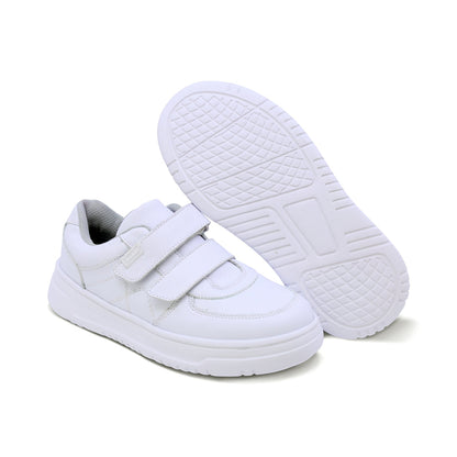 Tenis escolar Audaz para niño en piel blanco Raptor con doble tira de contacto