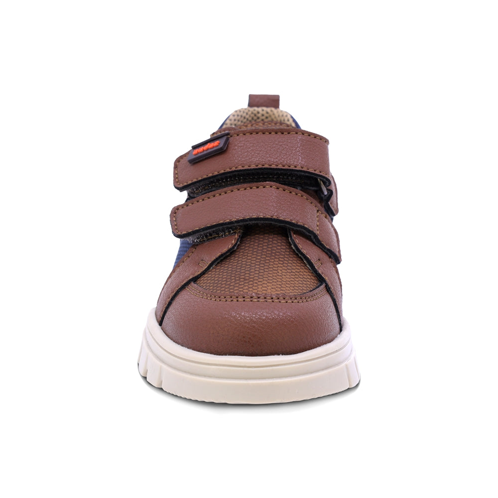 TENIS PARA NIÑO DE SINTÉTICO COLOR CAFÉ CLARO THUNDER CON DOBLE TIRA DE CONTACTO