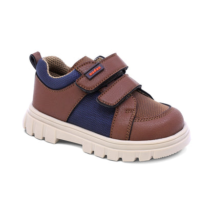 TENIS PARA NIÑO DE SINTÉTICO COLOR CAFÉ CLARO THUNDER CON DOBLE TIRA DE CONTACTO