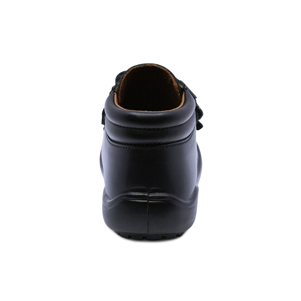 Bota escolar Audaz para niño de piel en negro Castor con puntera antirraspaduras