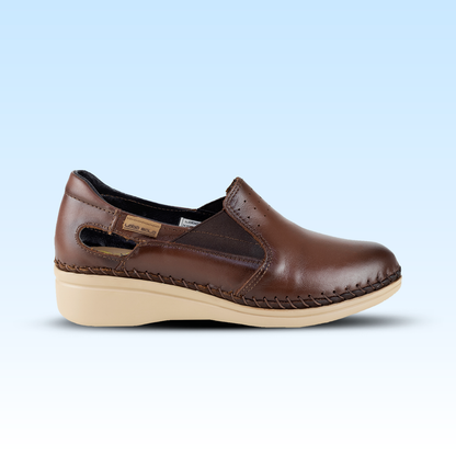 Mocasin Confort Para Dama Lobo Solo 4728 Caoba