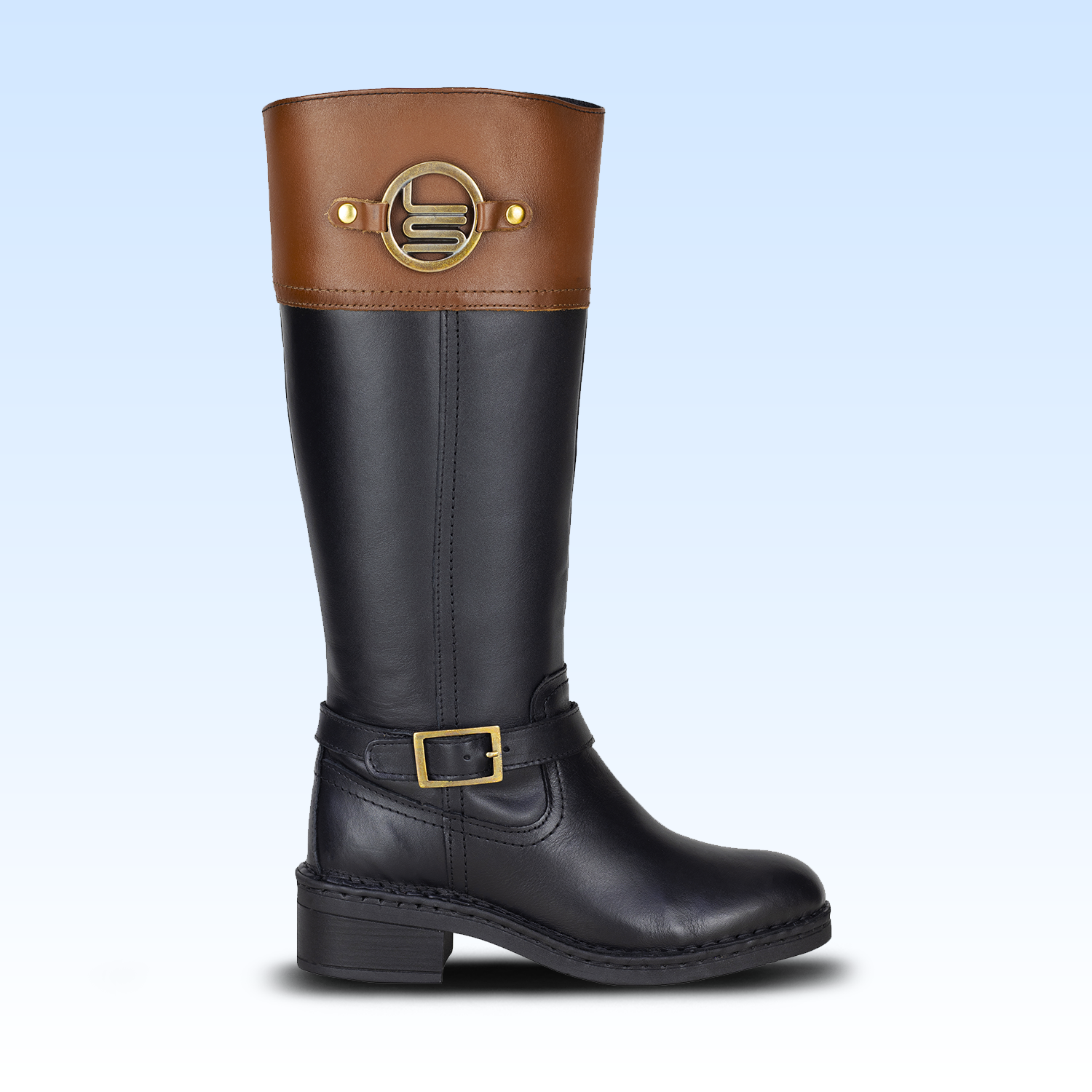 Bota Larga Para Dama Lobo Solo 5083 Negro Miel