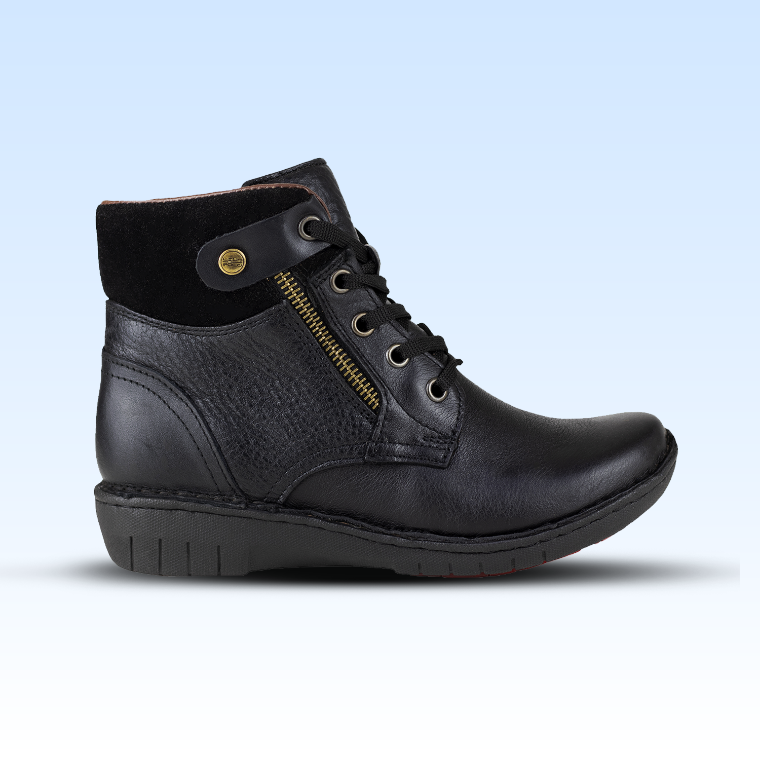 Botín Casual Dama Lobo Solo Italia 5842 Tumbled Negro