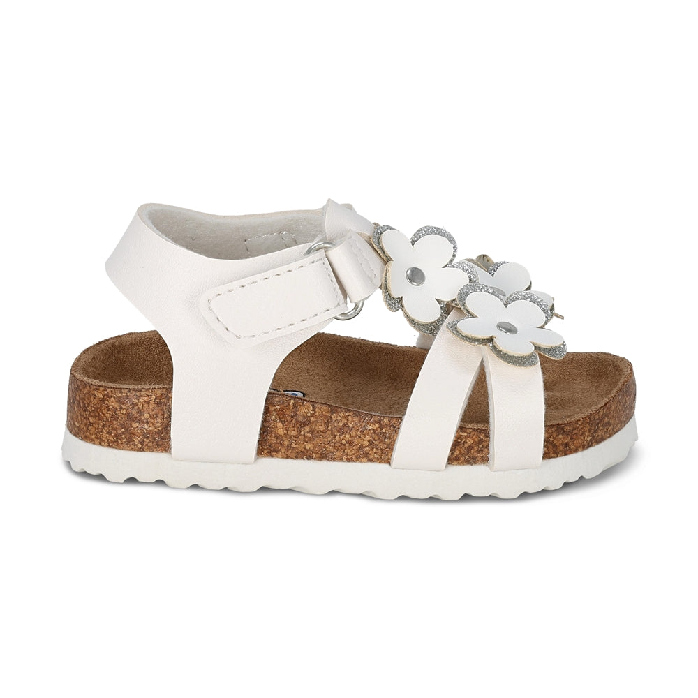 Sandalia Coqueta para niña en sintético blanco Moana con tira de contacto.
