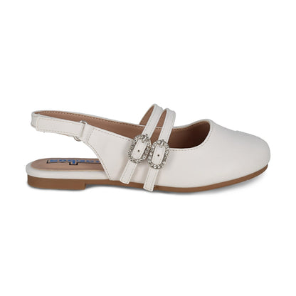 Balerina Coqueta para niña en sintético blanco Praga con hebilla doble.