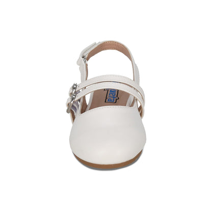 Balerina Coqueta para niña en sintético blanco Praga con hebilla doble.