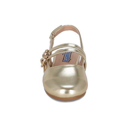 Balerina Coqueta para niña en sintético oro Praga con hebilla doble.