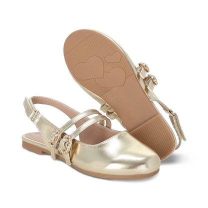 Balerina Coqueta para niña en sintético oro Praga con hebilla doble.