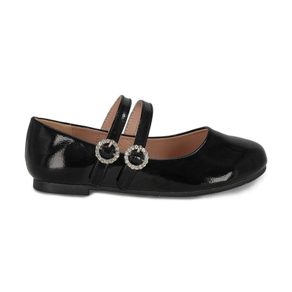 Balerina Coqueta para niña en sintético negro Praga con hebilla doble
