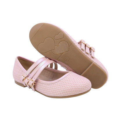 BALERINA COQUETA PARA NIÑA EN SINTÉTICO COLOR ROSA YUUKI CON TRIPLE HEBILLA