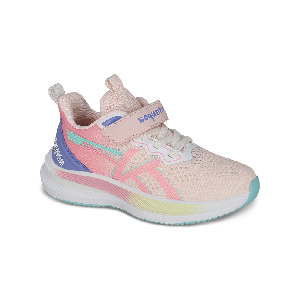 Tenis Coqueta para niña en textil rosa Rocco con tira de contacto.