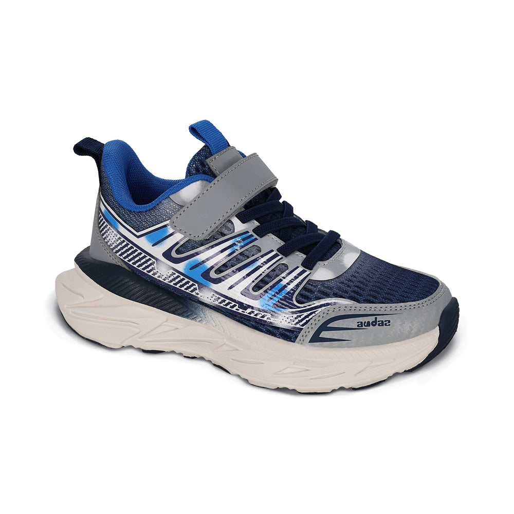 Tenis Audaz para niño en sintético azul Indiana ajuste de tira de contacto.