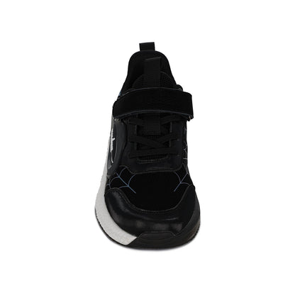 Tenis Audaz para niño en textil negro Rex con tira de contacto.