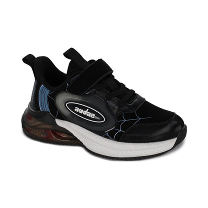 Tenis Audaz para niño en textil negro Rex con tira de contacto.