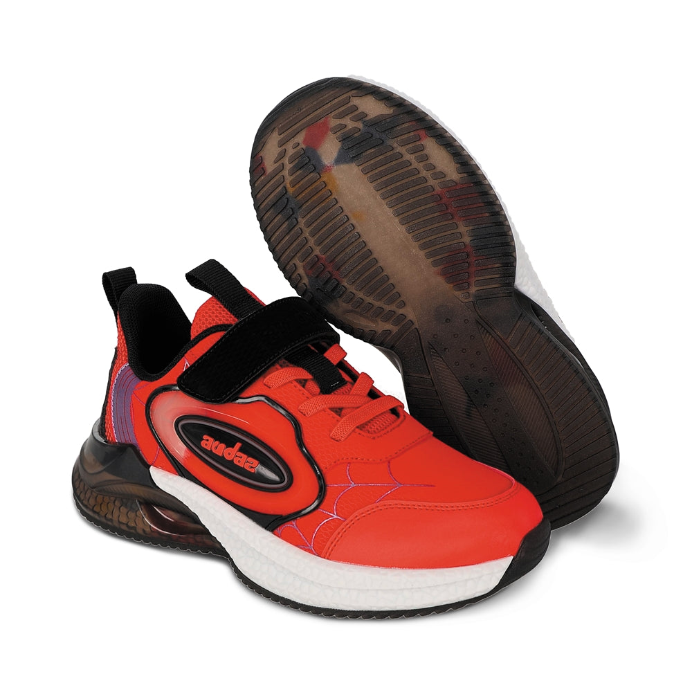 Tenis Audaz para niño en textil rojo Rex con tira de contacto.