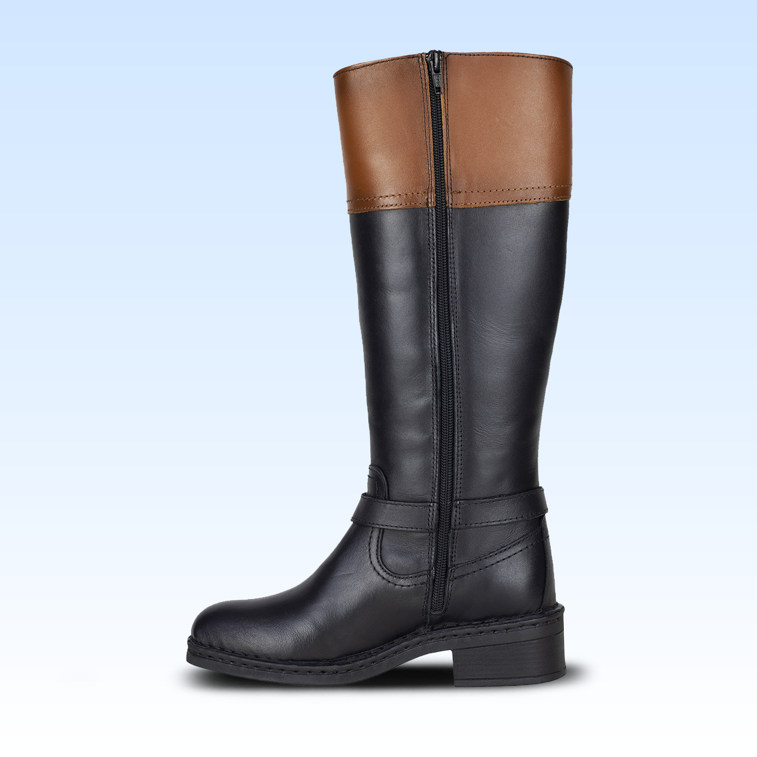 Bota Larga Para Dama Lobo Solo 5083 Negro Miel