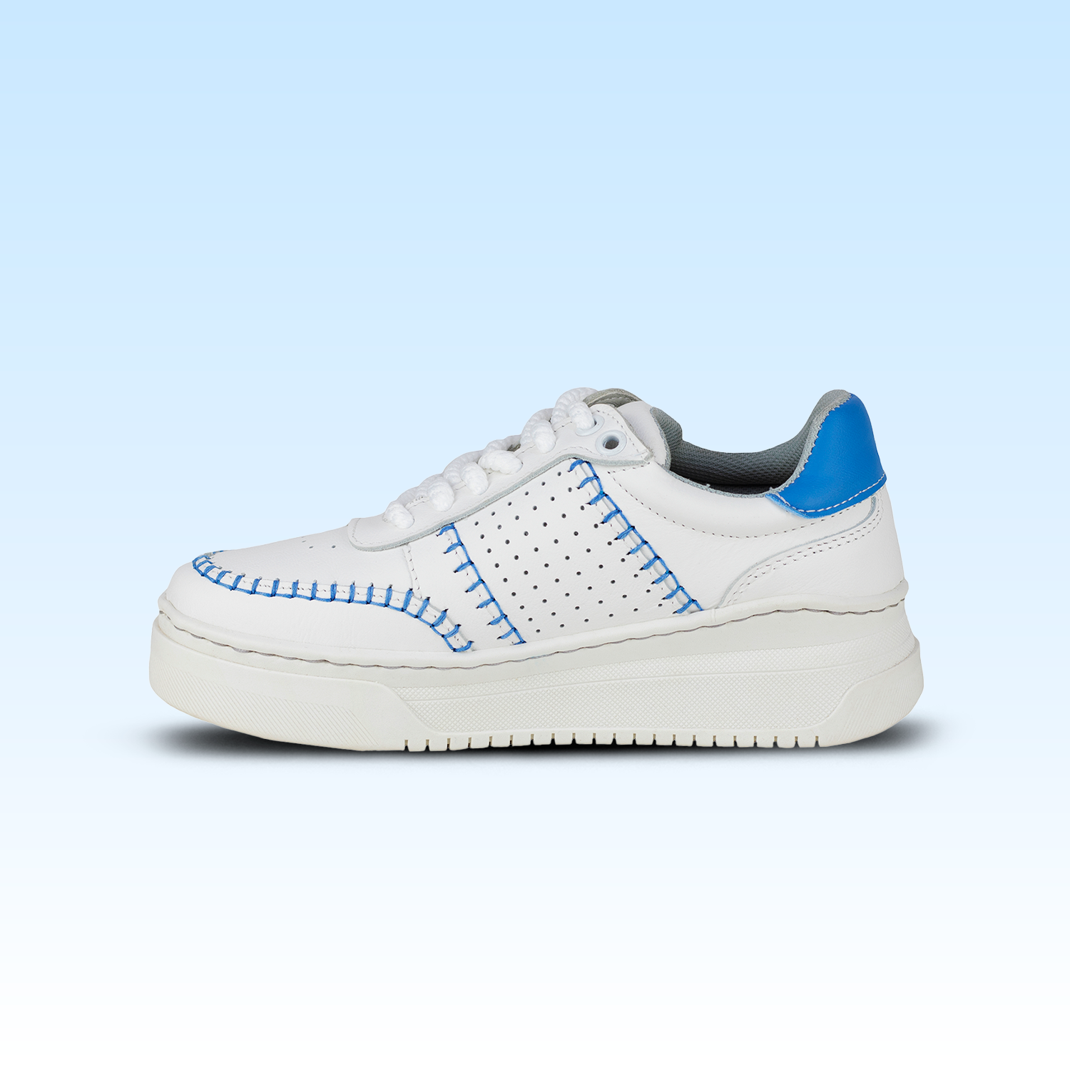 Tenis Tejidos Confort Casual Para Dama Lobo Solo 5765DA Blanco Azul