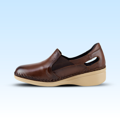 Mocasin Confort Para Dama Lobo Solo 4728 Caoba