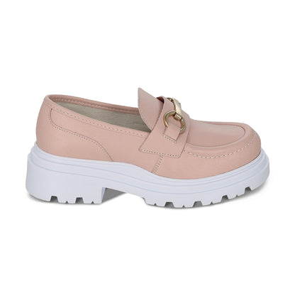 Mocasín Coqueta para niña en piel rosa Jazz con suela de plataforma.