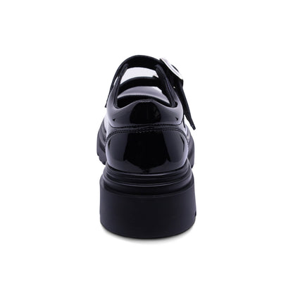 Zapato escolar Coqueta para niña de charol negro Jazz con doble hebilla