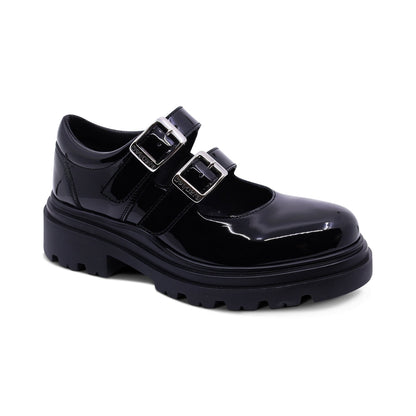 Zapato escolar Coqueta para niña de charol negro Jazz con doble hebilla