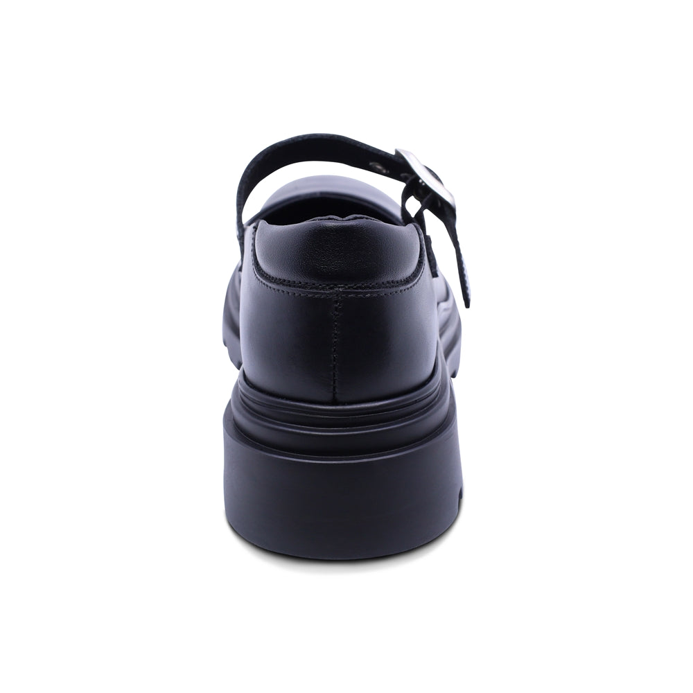 Zapato escolar Coqueta para niña de piel negro Jazz con hebilla